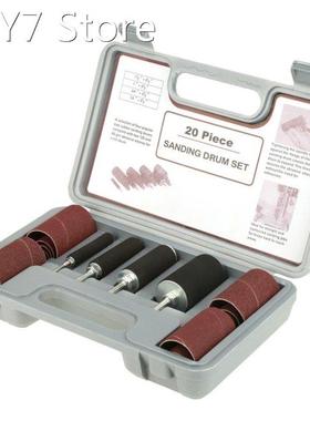 20pcs/set Spindle Sanding Drum Sander Tool Kit Set with Case