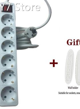 2Round Pin EU RUS Plug Power Strip Switch 5M 6 Outlets Elect