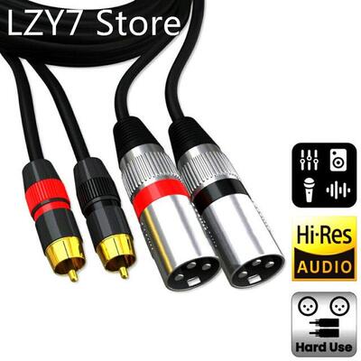 Dual XLR Male to Dual RCA Male Cable 2 XLR Male to 2 RCA Mal