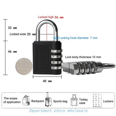 4 Digit Combination Padlock Number Luggage Travel Code Lock