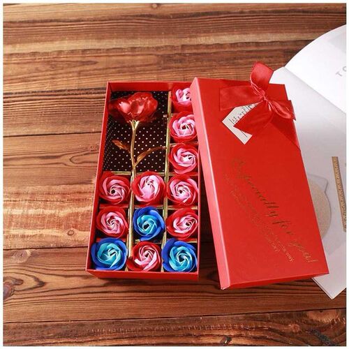 Twelve soap flower gold roses teachers' day gift box