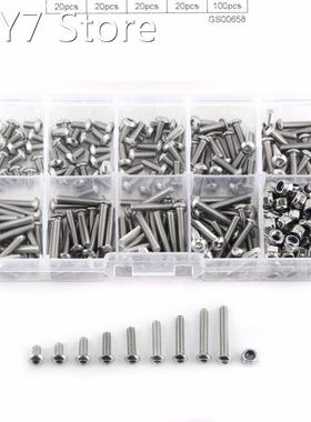 280pcs/set M3 Stainless Steel SS304 Hex Socket Screws Button