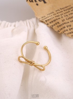 Korean aesthetic alloy bow opening adjustable ring simple pe