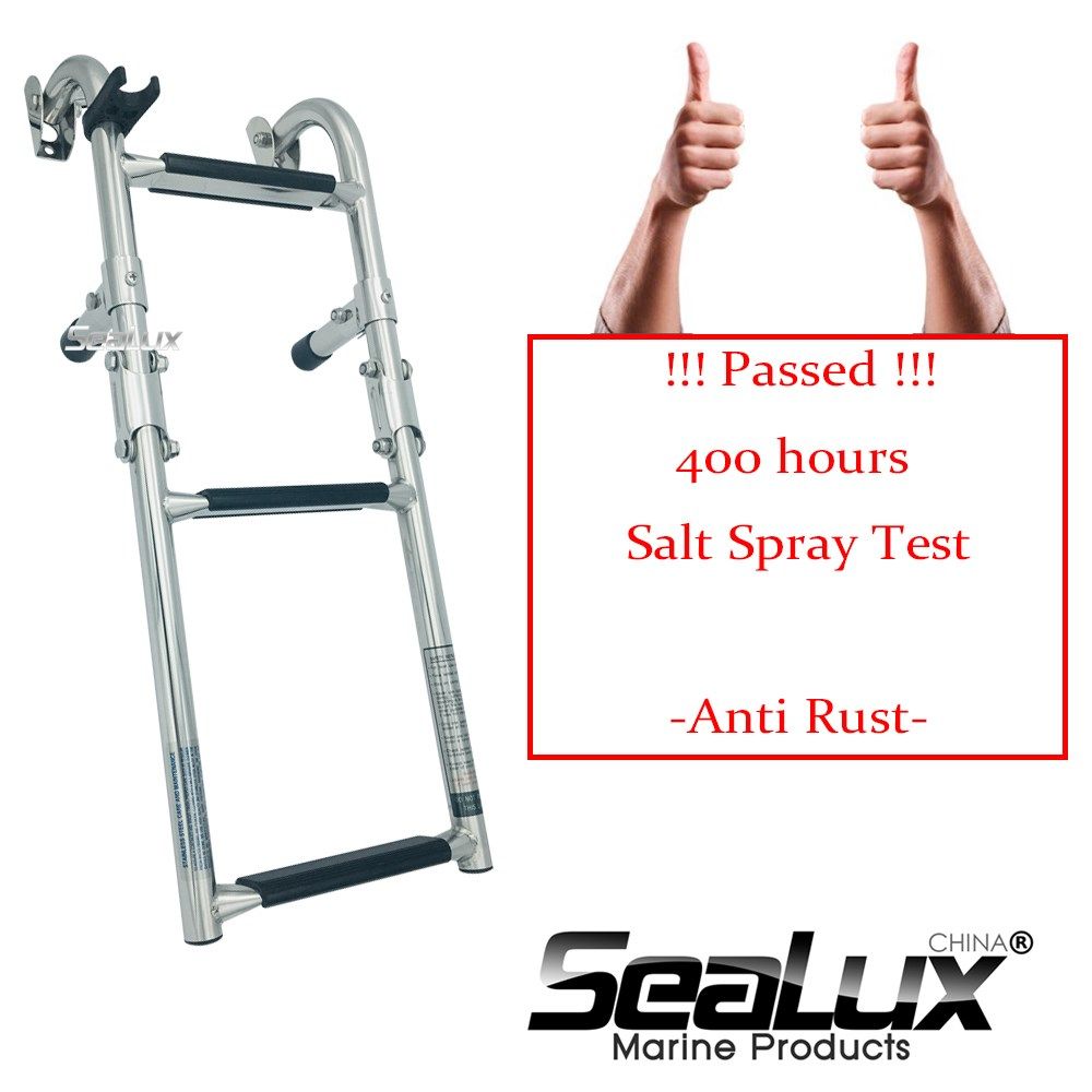 Stainless Steel 304 2+1 Steps Folding Ladder for Marine Boat