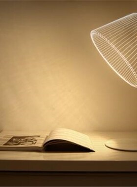 3D Effect Stereo Vision LED Desk Lamp Wood Support Acrylic L