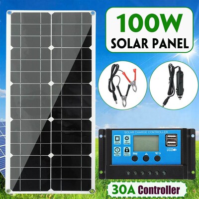 Portable 100W solar panel + 30A solar controller for outdoor
