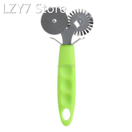 New Pizza Cutter Pancake Slicer Pastry Double Roller Blade C