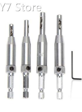 4pcs/set Center Drill Bit Doors Self Centering Hinge Tapper