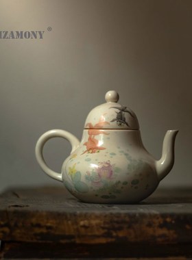 Ceramic Hand-Painted Siting Teapot Teapot Jingdezhen Handmad