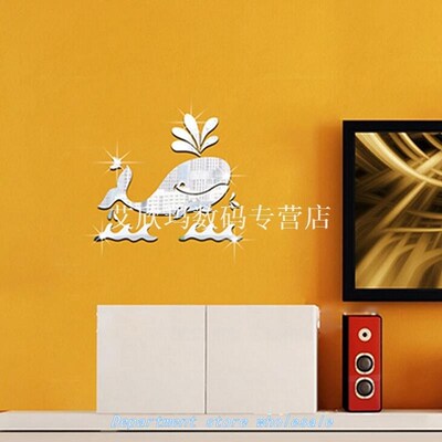3D Effect Acrylic Cute Whale Wall Sticker 适用于Kids Room Wa