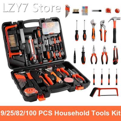 100pcs Hand Tool Set Home Woodworking Tools Tool Box Profess