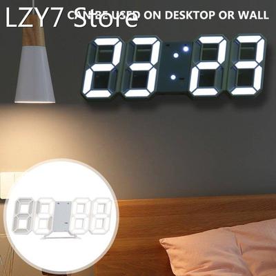 LED Digital Wall Clock Night Mode Brightness Adjustable Elec