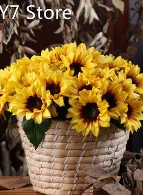 4 Bunches 24 Heads Artificial Sunflowers Simulation Leaf Fau