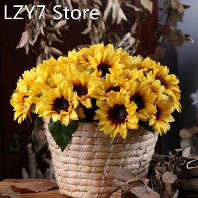 4 Bunches 24 Heads Artificial Sunflowers Simulation Leaf Fau