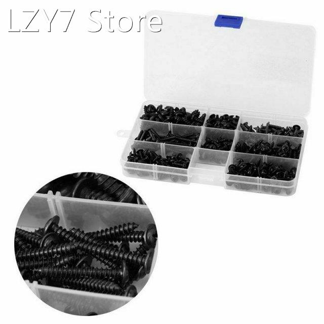 340pcs Round Head Black Body Machine Screws Set 8 Sizes Carb