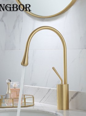 Basin FauCeTs Brushed Gold Color BaThrooM Mixer Tap Brass Wa