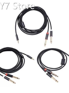 Braided AUX Audio Cable 3.5mm TRS to Dual TS 6.5mm 3.5 Split