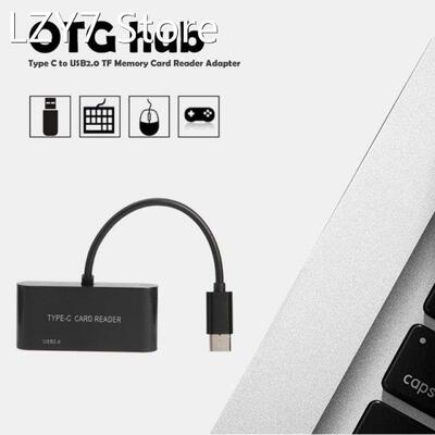 USB 3.1 Type-C to USB 2.0 Hub Adapter OTG TF Memory Card Rea