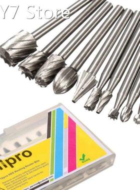 Drillpro 10pcs 3.175mm HSS Routing Router Bits Burr Milling