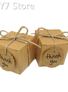 50pcs candy box thank you wedding candy box retro kraft pape