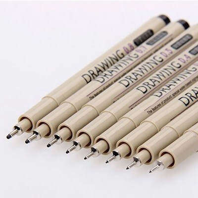 8 Pcs /Lot Brush Micron Fine Line Drawing Pen Sketch Pens Ho