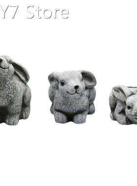 Cement Rabbit Shaped Flower Pots Home Garden Office Balcony