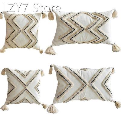 2022 New Nordic Boho Throw Pillow Case Woven Tufted Striped
