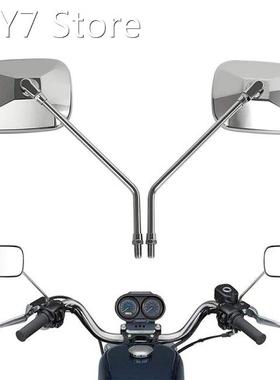 10MM Chrome Motorcycle Rectangle Handlebar Rear View Side Mi