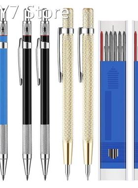 Solid Carpenter Pencil W/ 24 Refills Deep Hole Mechanical Pe