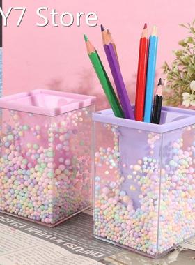 Creative Large Capacity Squar Shape Pencil Case Cute Pink Tr