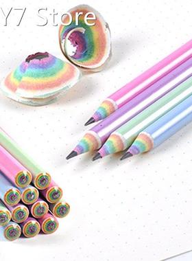 12Pcs/Box Paper Rainbow HB Pencils Writing Stationery For Sc