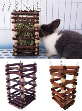 Rabbit Hay Feeder Wooden Hay Manger Grass Frame Chinchilla C