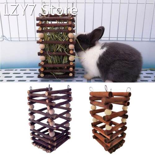 Rabbit Hay Feeder Wooden Hay Manger Grass Frame Chinchilla C