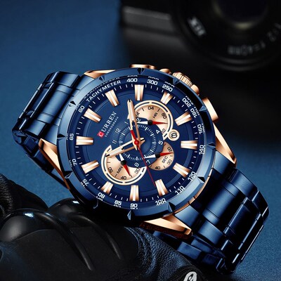 Luxury Watch Blue Wristwatch Sport Business Watches for Men
