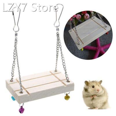Hamster Cage Pet Toys Seesaw Wooden Swing Harness Parrot Han