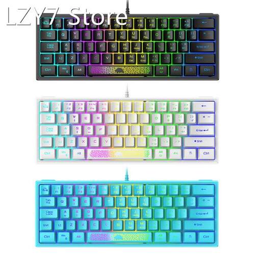RGB Backlit Wired Keyboard 62 Keys Ergonomic Gaming Mechanic
