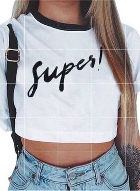 Women's Summer Anchor Printed Crop Top Short Sleeve T-shirts