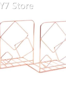 2pcs Square Metal Desktop Bookends Book Ends Support Stand H