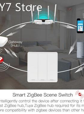 Tuya ZigBee 3 Gang 9 Scene Switch Push Button Wireless Contr