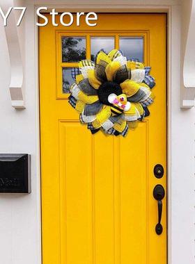 Sunflower Wreath with Bee Bee Day Decor Handmade Sunflower H