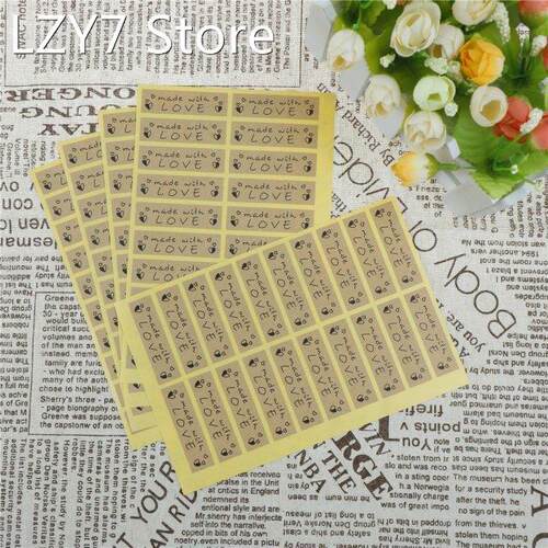 5Sheets Made With Love Heart Handmade Cake Packaging Sealing
