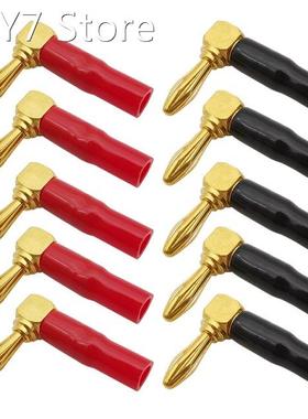 10Pcs/lot Gold Plated 4mm Banana Plugs Connectors L Shape Ri