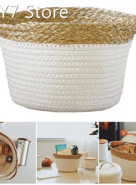 Straw Storage Basket with Handle Pastoral Eco-friendly Organ