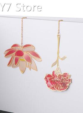 Chinese Style Metal Lotus Bookmark Vintage Creative Lotus L