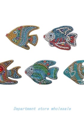 5pcs DIY Keychain Cartoon Fish Diamond Painting Keyring Cros