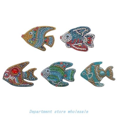 5pcs DIY Keychain Cartoon Fish Diamond Painting Keyring Cros