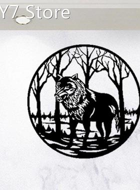 Wild Wolf Wall Decoration Durable Black Metal Home Pendant D