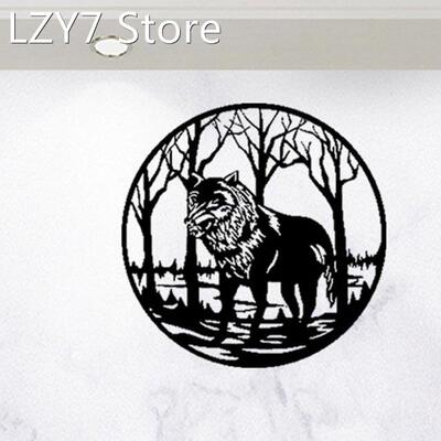 Wild Wolf Wall Decoration Durable Black Metal Home Pendant D