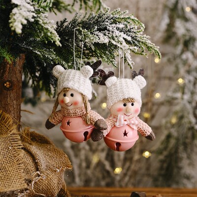 15x8cm Cute Hanging Bells Doll Christmas Tree Knitted Pendan
