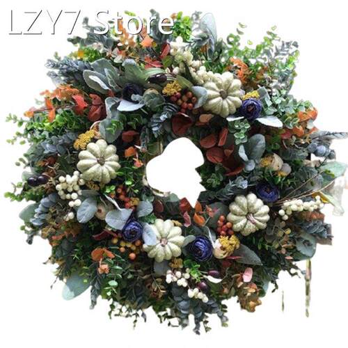 White Pumpkins Ranunculus Wreath Front Door Hanging Ornament